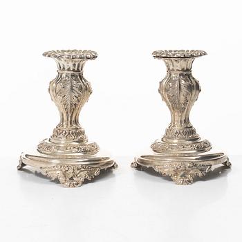Adolf Zethelius, ljusstakar, ett par, silver, 1800-talets första hälft Stockholm.