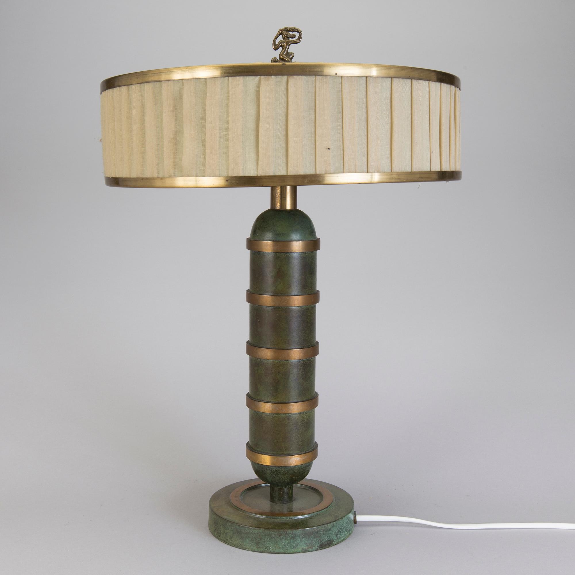 BORDSLAMPA, mässing, Sverige, 1920-tal.