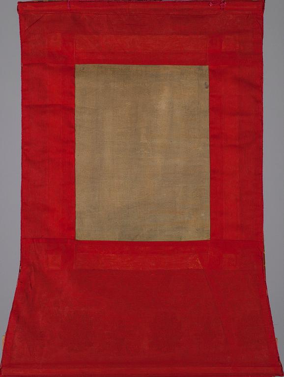 THANGKA / TANGKA, "Serthang-thangka", guldmåleri på duk, Nepal 1900-talets senare hälft.