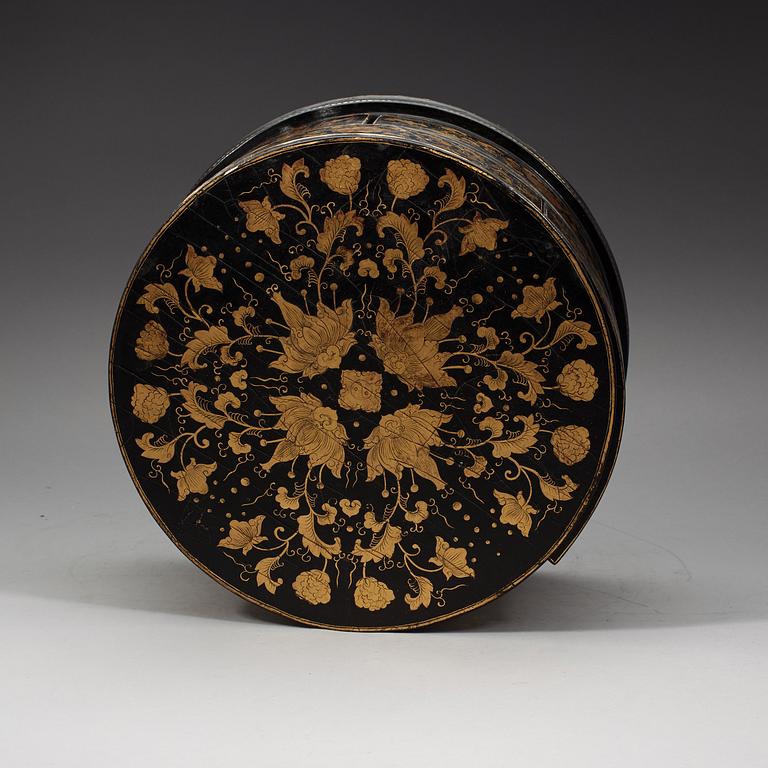A black lacquer cabinet box with multiple drawers, Qing dynasty, 19th Century.
