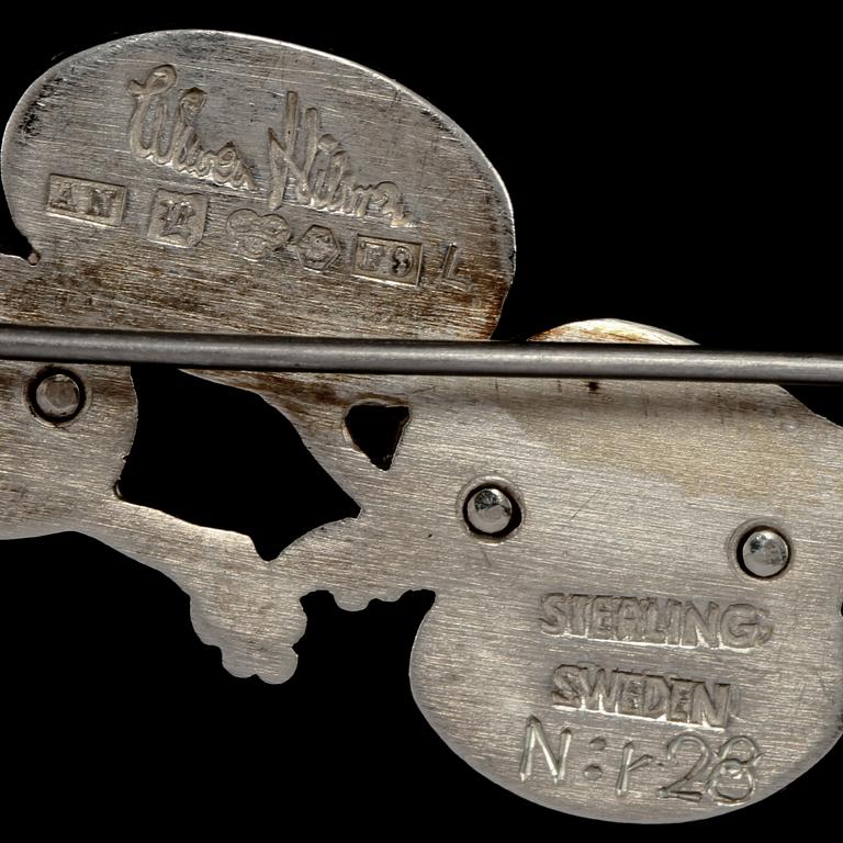 BROSCH, sterlingsilver, Wiwen Nilsson, Lund, 1956. Vikt 16 g.