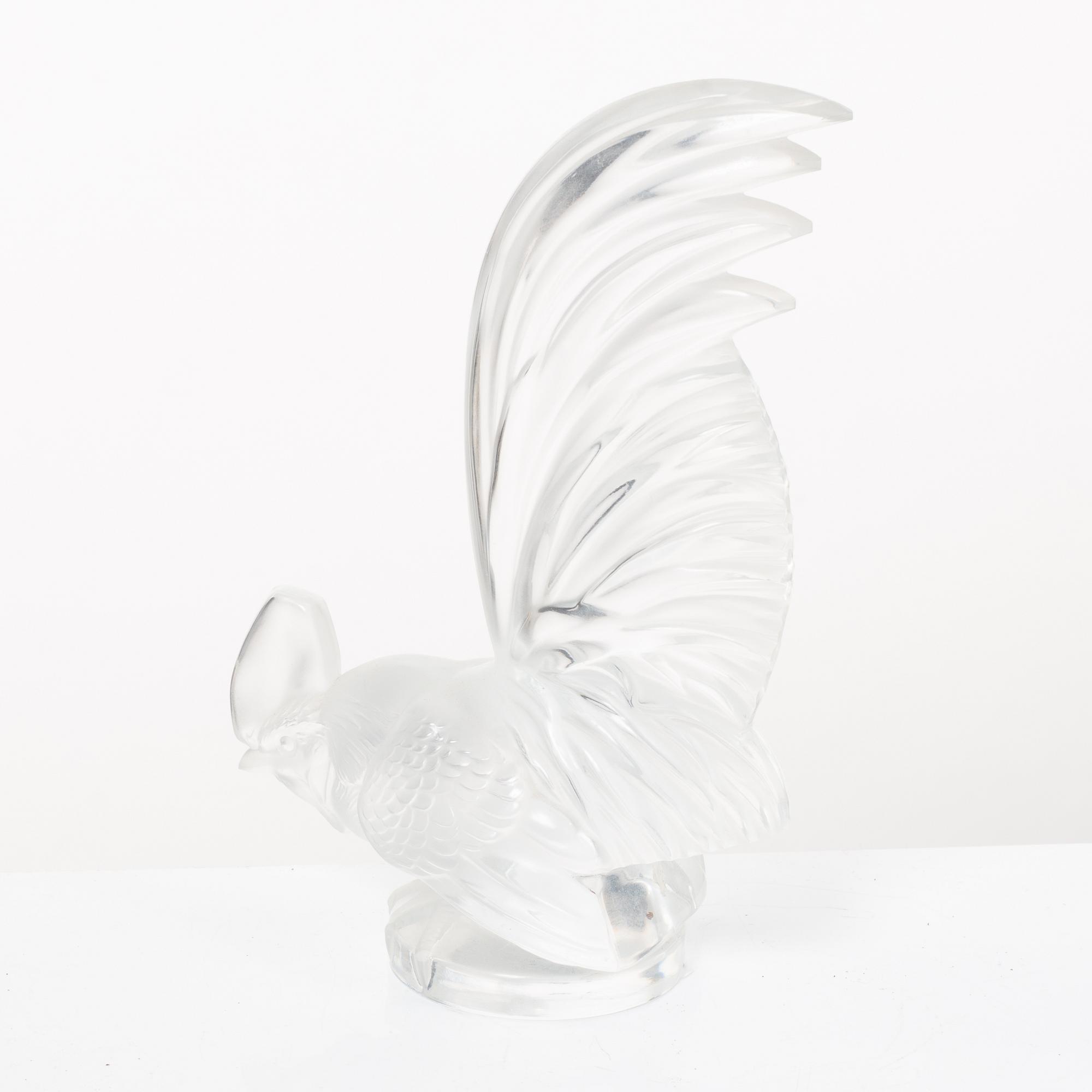 9 glass figurines, Lalique, France.