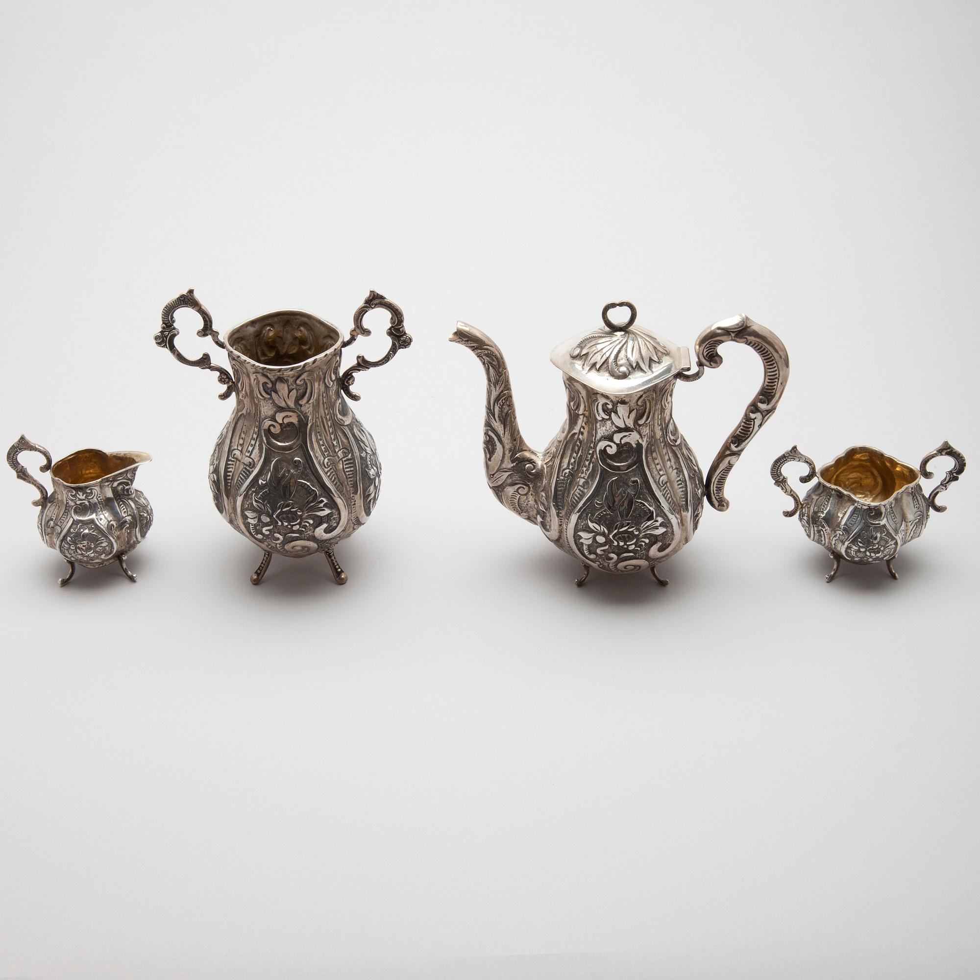 KAFFESERVIS, 4 delar, silver, Reino Johannes Harju, Helsingfors 1967. Vikt tot. 1598 g.