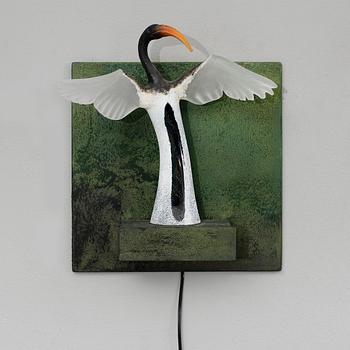 SKULPTUR, VÄGGLAMPA, glas, Kjell Engman, Kosta Boda, signerad och numrerad 2/60.