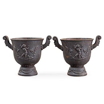 A pair of Ivar Johnsson 'Faun' cast iron jardinières, Näfveqvarn, Sweden.