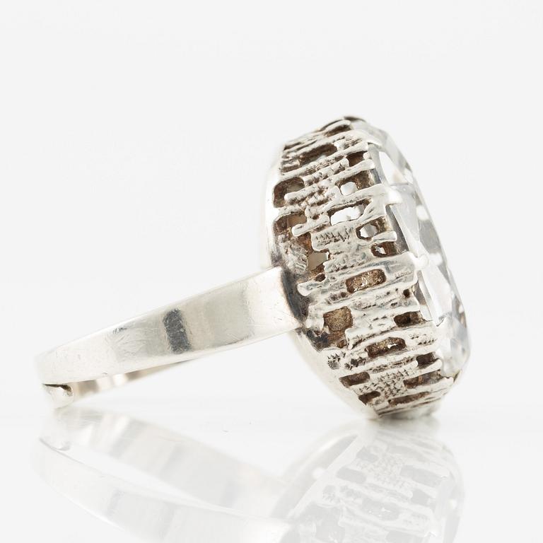 Bengt Hallberg, ring in sterling silver with rock crystal, Köping, 1973.