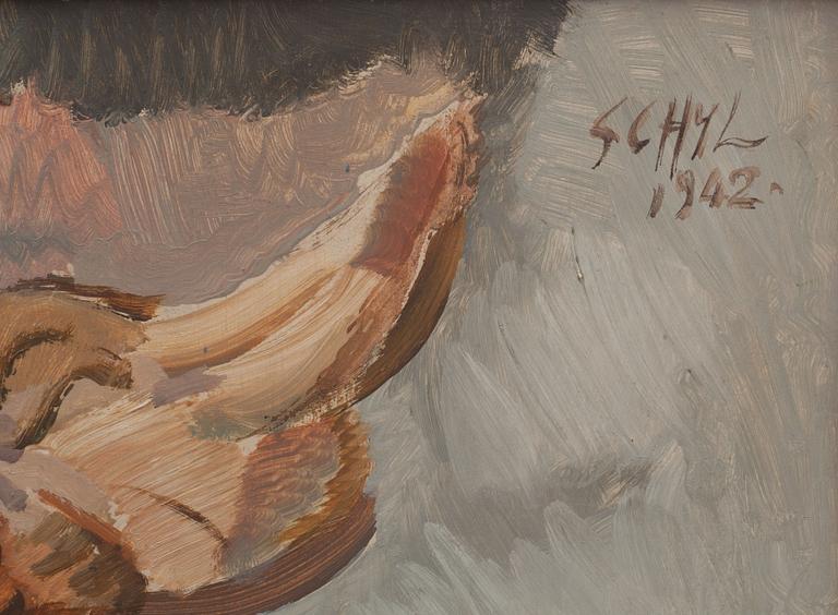JULES SCHYL, olja på pannå, signerad och daterad 1942.
