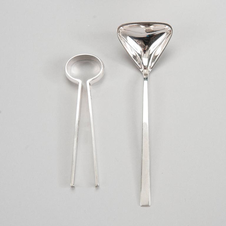 Bertel Gardberg, A SUGAR BOWL, CREAMER, SUGAR TONGS AND SPOON.