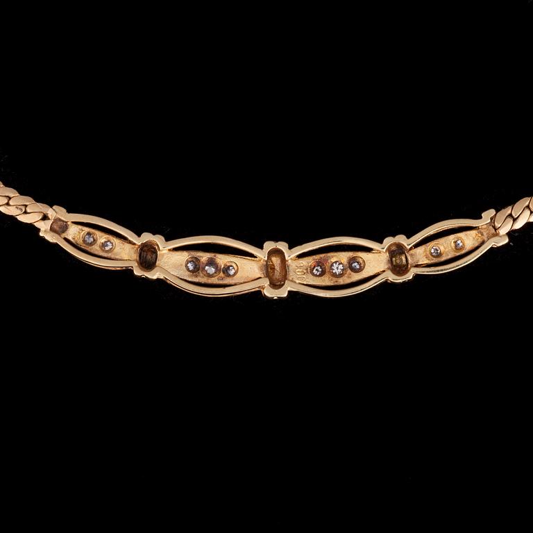 SMYCKESSET, 14K guld, diamanter. Vikt ca 17,2 g.