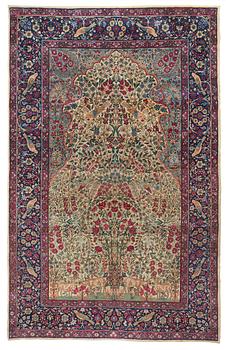 825. RUG. Semi-antique Kerman Figural. 225 x 141 cm.