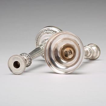 Adolf Zethelius, ljusstakar, ett par, silver, Stockholm 1838. Empire.