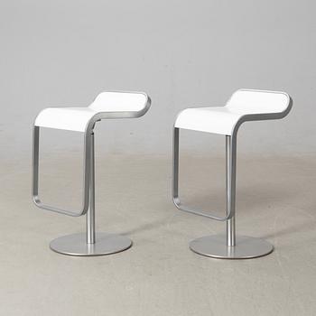 Shin & Tomoko Azumi bar stools, a pair "Lem" for LaPalma, Italy, late 20th century.