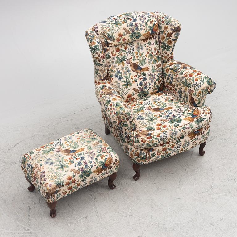 Armchair with footstool, Bröderna Andersson, second half of the 20th century.