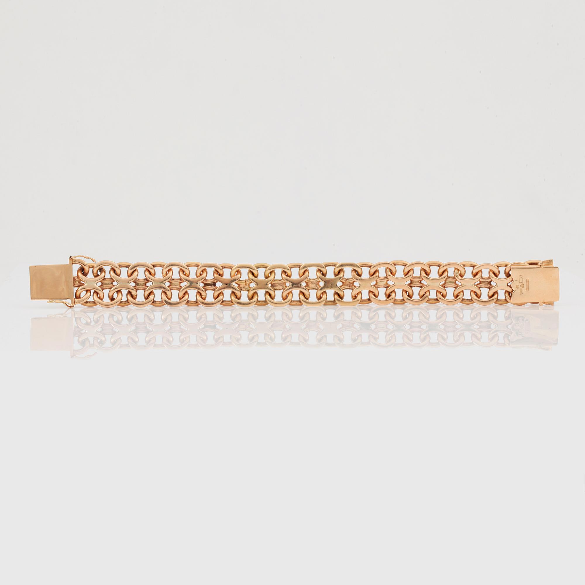 ARMBAND, guld 18K, otydliga svenska stämplar, 1900-tal. Totalt ca 83 gram.