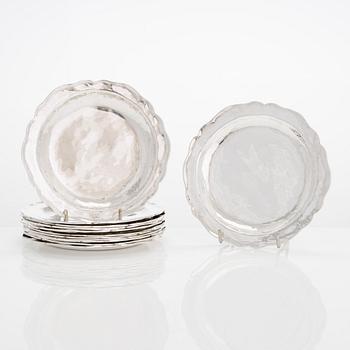 Fat/ coasters, 12 st, sterlingsilver, Peru, 1950-60-tal.