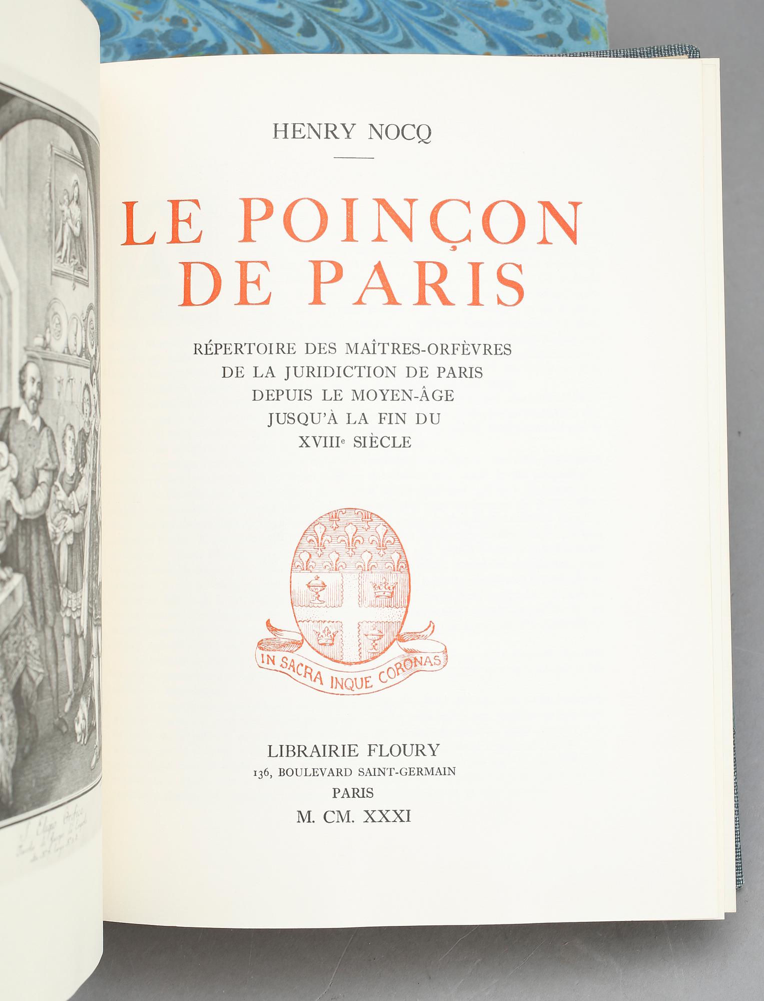 BÖCKER, 4 stycken, "Le poincon de Paris", av Henry Nocq, Paris 1927, 1928, 1931, 1931.