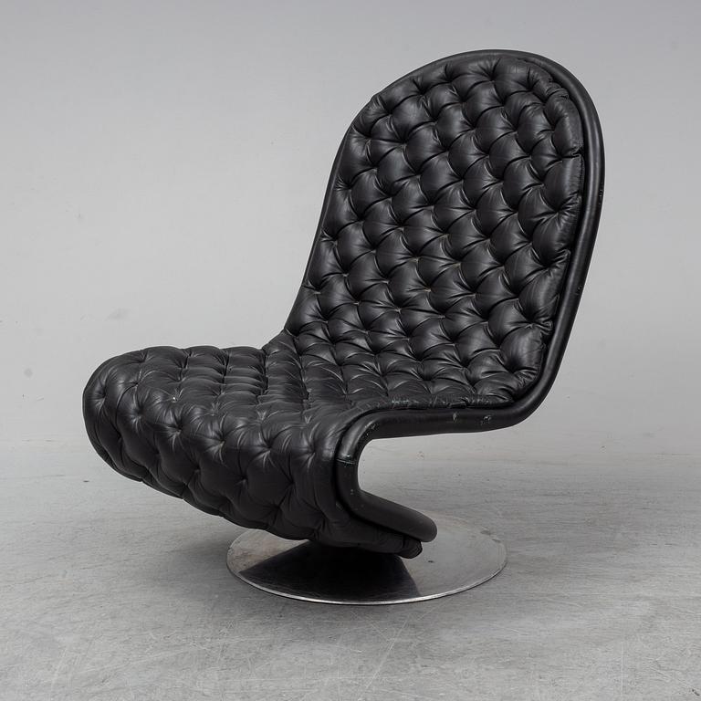 VERNER PANTON, a leather covered easy chair, 1970's.