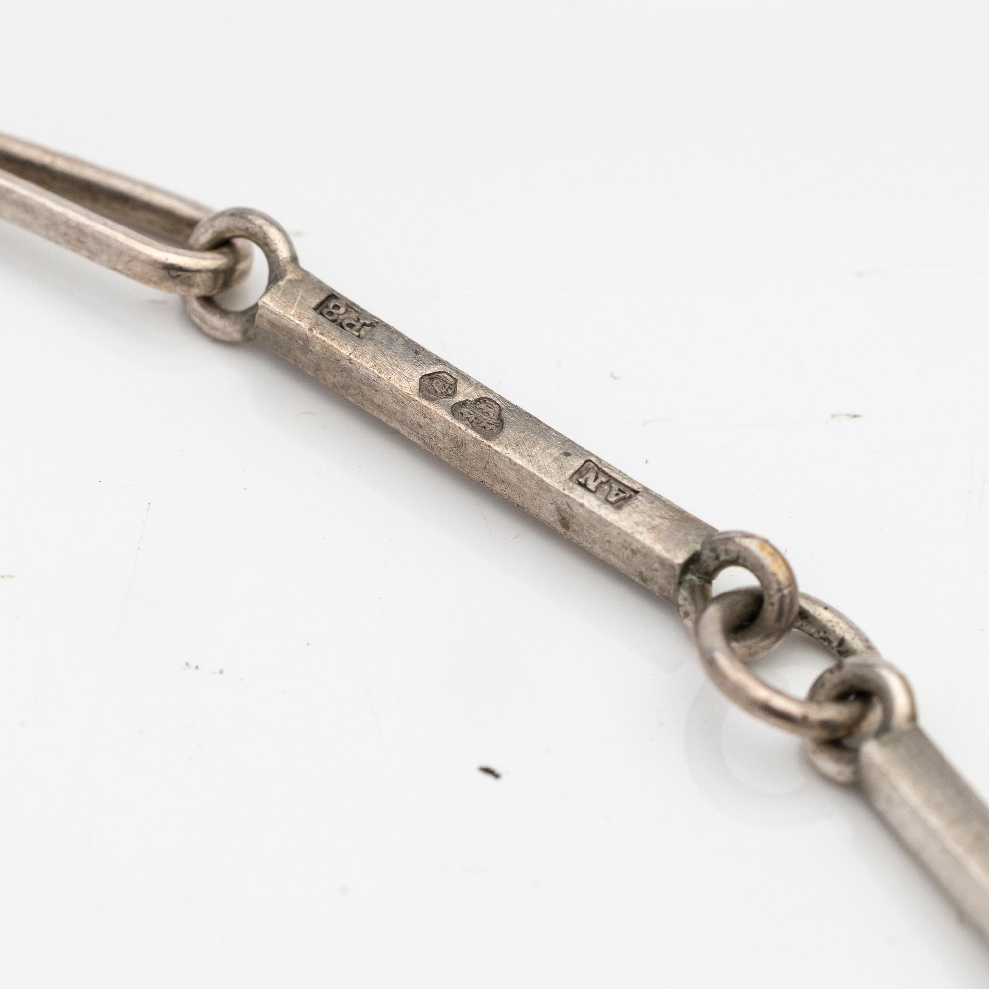 Wiwen Nilsson, Pendant, sterling silver with faceted rock crystal, Lund 1944.