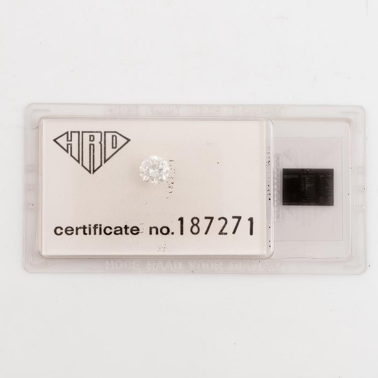 Briljantslipad diamant, oinfattad, 1,02 ct. Certifikat Antwerpen HRD.