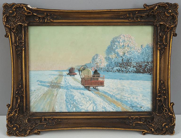 Andrei Afanasevich Jegorov, ANDREI AFANASEVICH JEGOROV, HORSE SLEIGHS IN A WINTER LANDSCAPE.