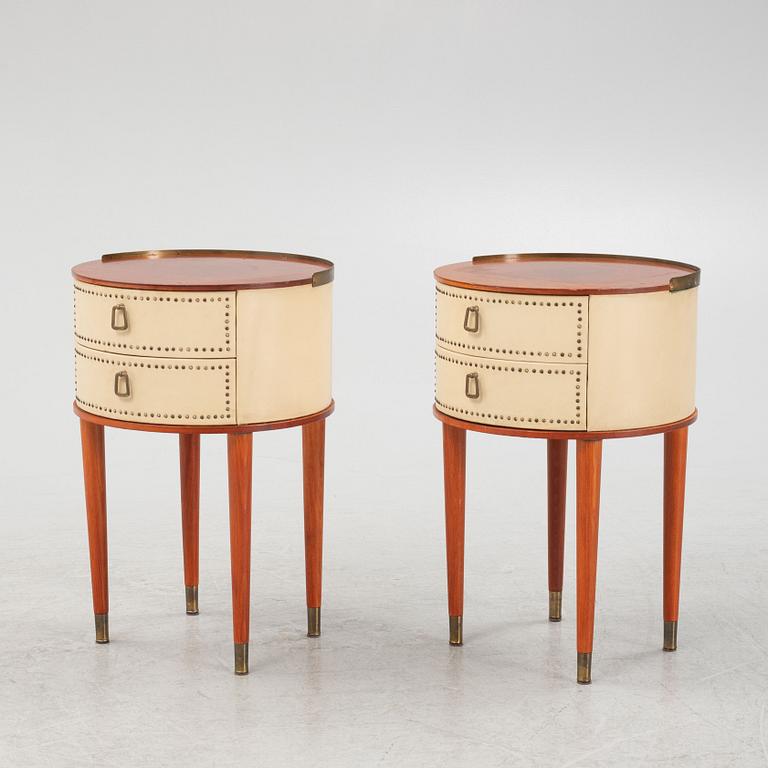 A pair of bedside tables, Halvdan Petterssons Möbelfabrik, Tibro, Sweden, mid 20th century.