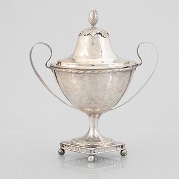 A Swedish Gustavian Lided Silver Sugar Bowl, mark of Johan Henrik Leffler, Falun 1810.