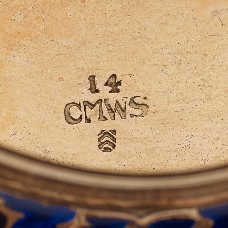 A Swiss mid 19th century gold and enamel snuff-box.