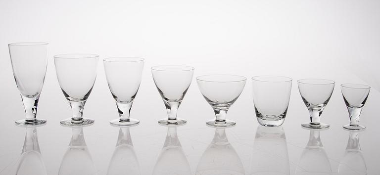 A 114-piece 'GN 46' glassware set for Nuutajärvi Notsjö, Finland. In production 1949-1969.