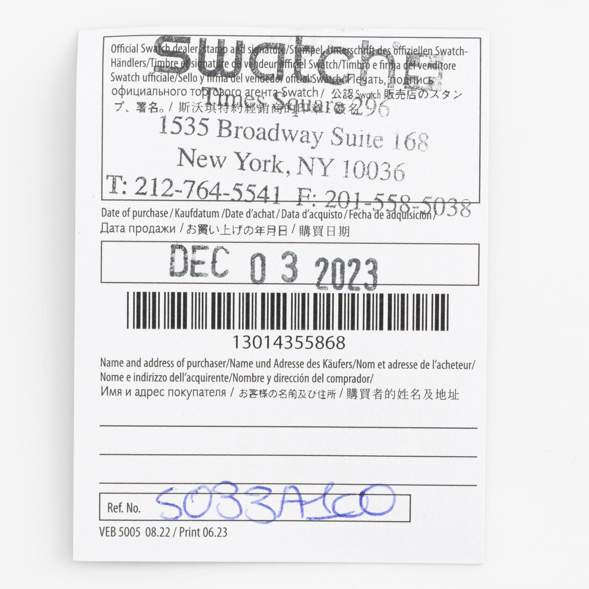 Swatch/Omega, MoonSwatch, Mission to Mercury, chronograph, wristwatch, 42 mm.