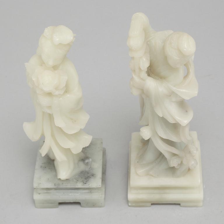 Two 20th century Chinese soap stone figurines.