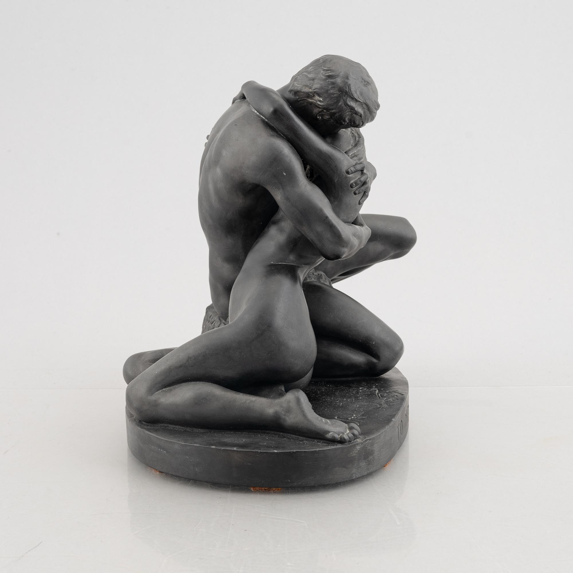 Stephan Sinding, after, a basalt sculpture, "To mennesker", 20th century.