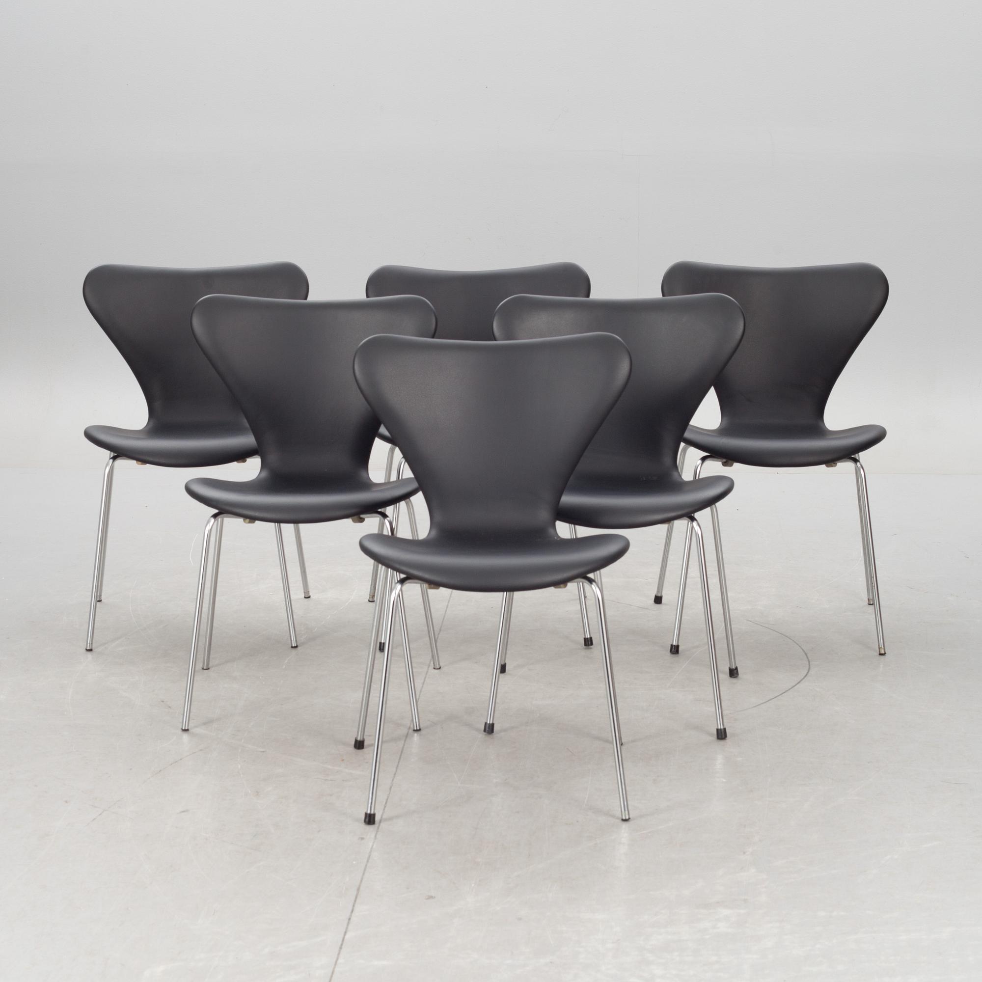 STOLAR, 6 st. "Sjuan", Arne Jacobsen för Fritz Hansen.