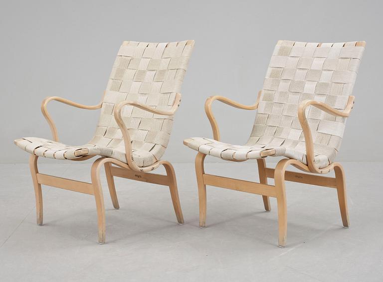 KARMSTOLAR, ett par, "Eva", Bruno Mathsson, Firma Karl Mathsson Värnamo, 1970.