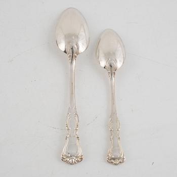 A Swedish Silver Cutlery, model 'Prins Albert', including mark of CG Hallberg, Stockholm 1955 (85 pieces).