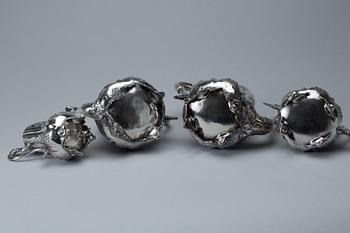 KAFFESERVIS, 4 delar, nysilver, 1900-tal.