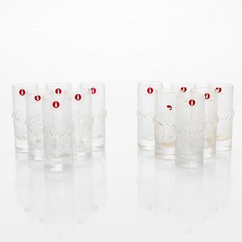 Tapio Wirkkala, snapsglas, totalt 12 st, "Niva", i två originallådor. Iittala.