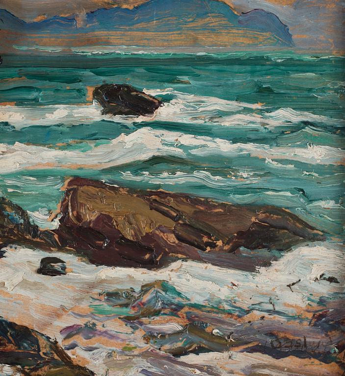 Helmer Osslund, Waves against the shore.