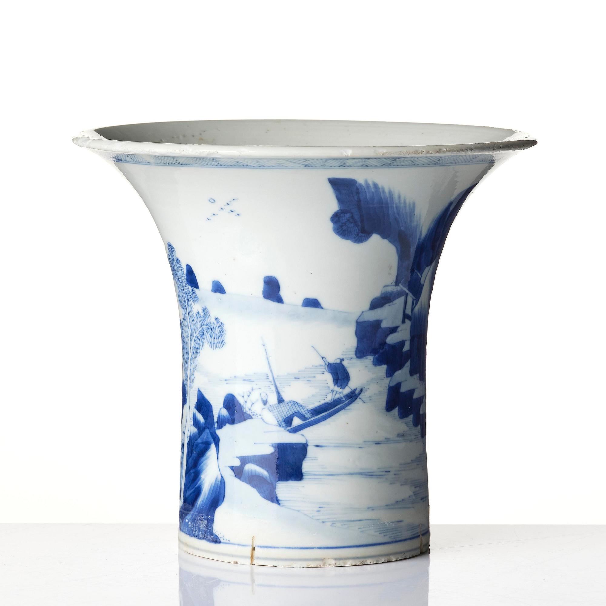 A blue and white porcelain fragment, Qing dynasty, Kangxi (1662-1722).