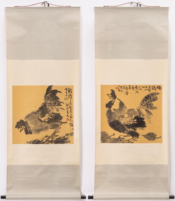 Kang Ning, ett par målningar, "Tupp".