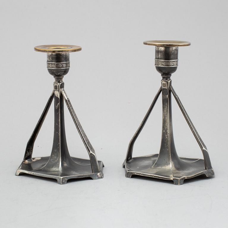 CANDLESTICKS, a pair, WMF (Württembergische Metallwarenfabrik), jugend, Germany, early 20th century.