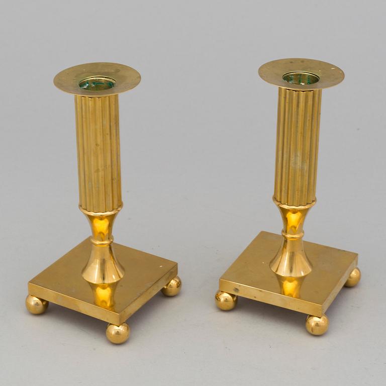 A pair of brass candles by Gusums Mässiing, 1961.