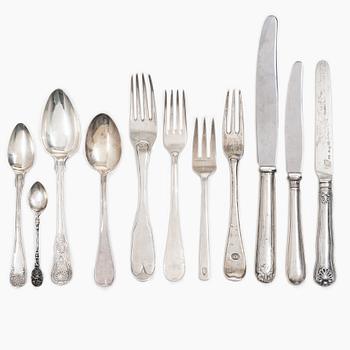 29 pieces of cutlery, various models, silver, including Anders Ulfsberg, 18th-19th century.