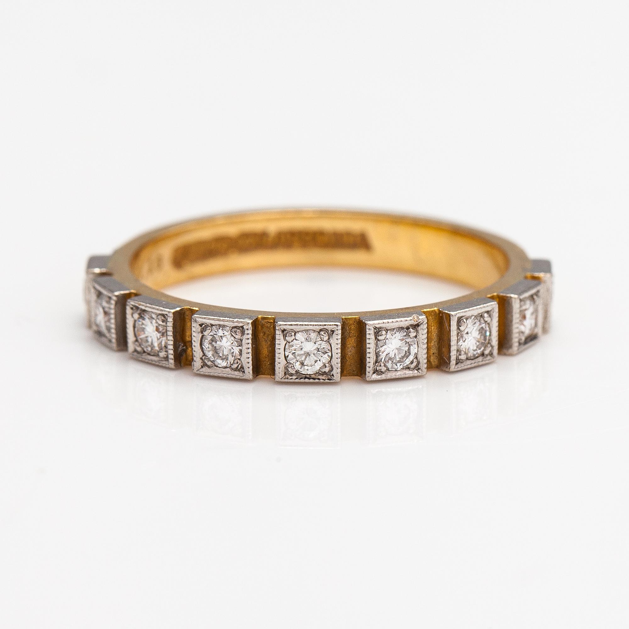 Björn Weckström, Sormus "Timanttikihla", 18K kultaa ja timantteja n. 0.36 ct yht. Lapponia 1975.