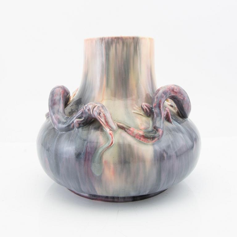 Karl Holst, vase, Höganäs Art Nouveau glazed stoneware.