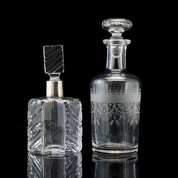 Two 20th century glass and silver decanters, one by Orrefors.