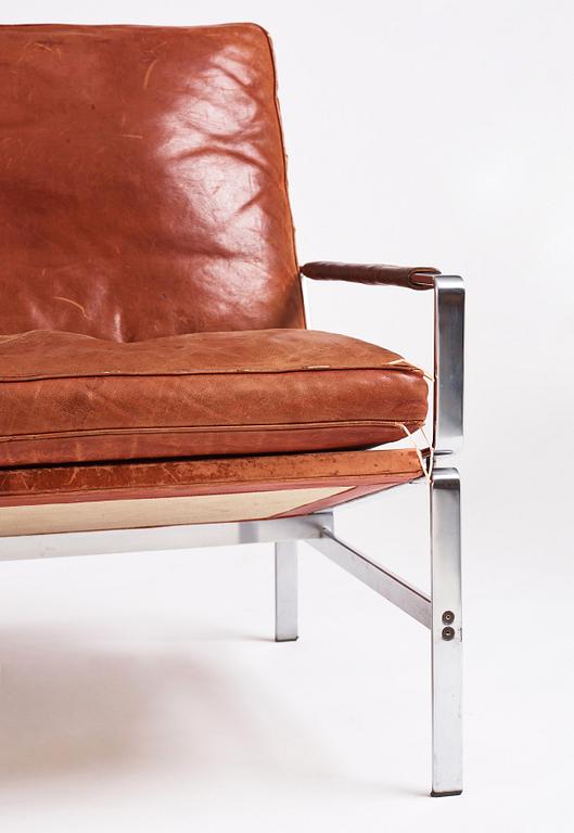 Preben Fabricius & Jørgen Kastholm, a two-seated brown leather sofa, Kill International, Germany 1960s.