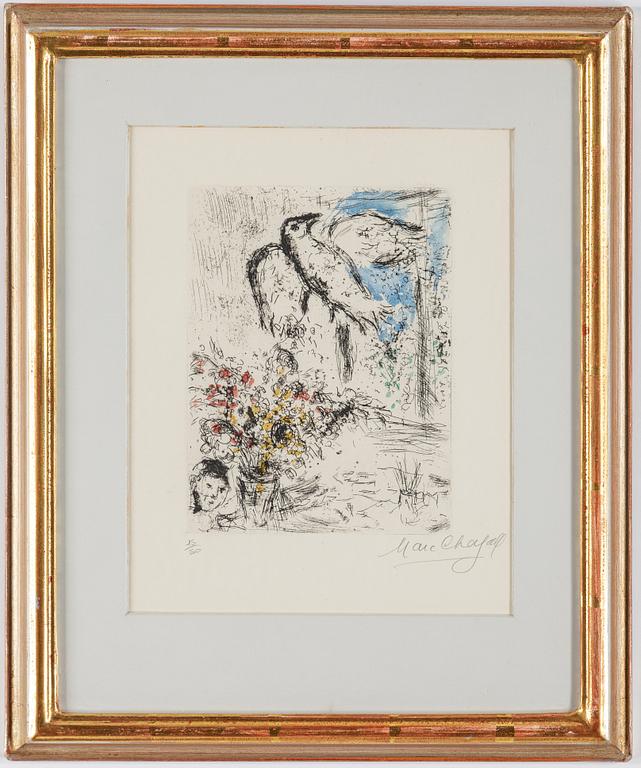 MARC CHAGALL, handkolorerad etsning och akvatint, signerad och numrerad 15/50.