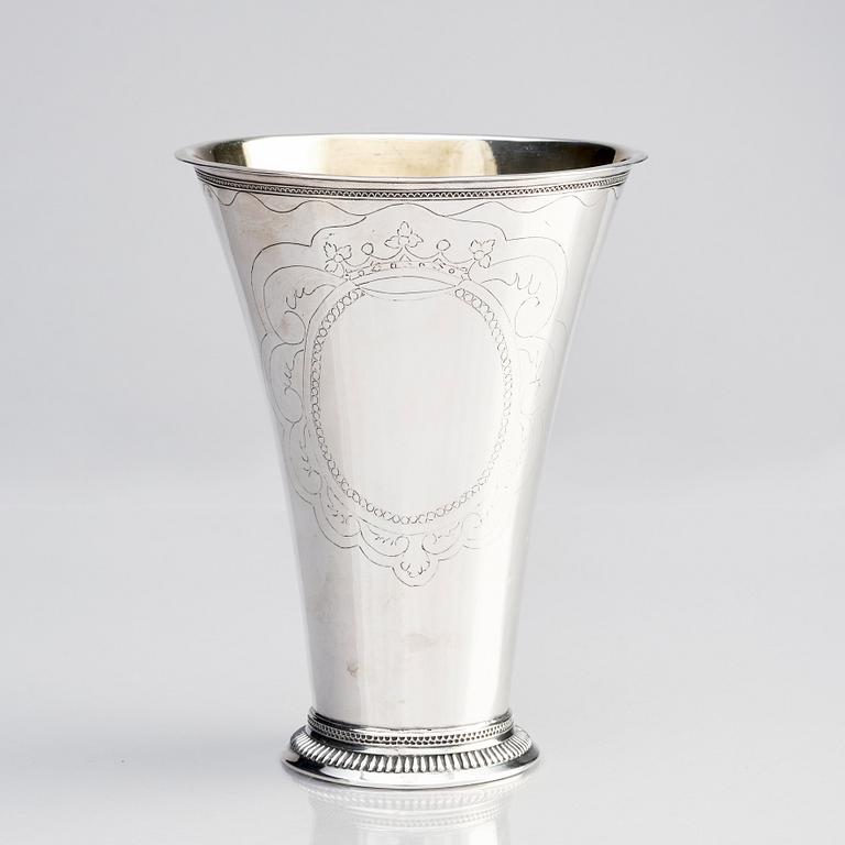 Johan Schröder, bägare, delvis förgyllt silver, Landskrona 1796.