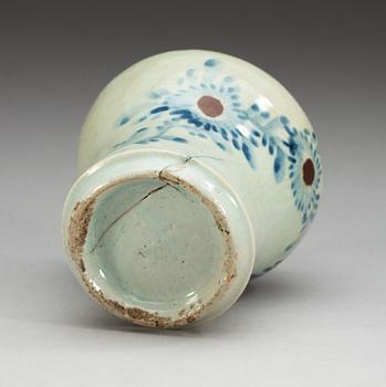 A blue and white and copper red vase, Korea, 19th Century.