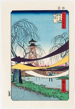 Ando Utagawa Hiroshige, after, a set of five woodblock prints in colours, later part of the 20th Century.